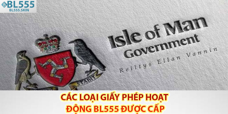 Các loại giấy phép hoạt động BL555 được cấp